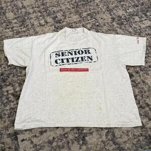 Vintage Senior Citizen Tee XL Funny Graphic Distressed 90s Humor Shirt